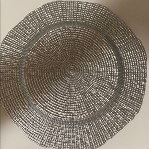 Silver 11” dia. Decorative Glass Plate